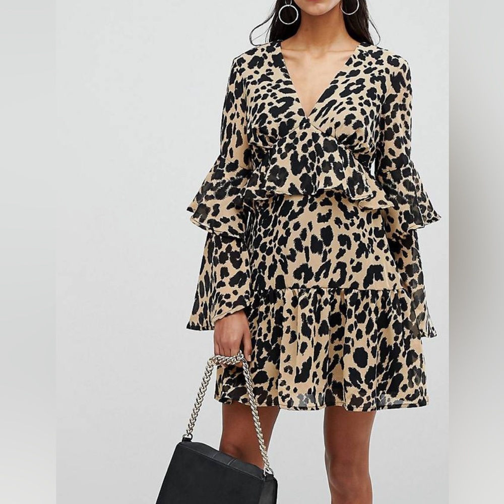 Neón rose leopard print dress